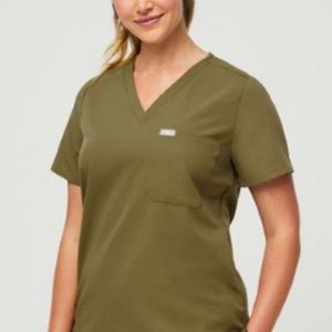 Figs. Small dark olive Catarina scrub top